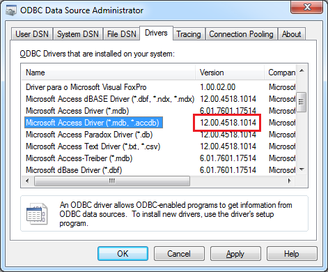 Odbc error on access database